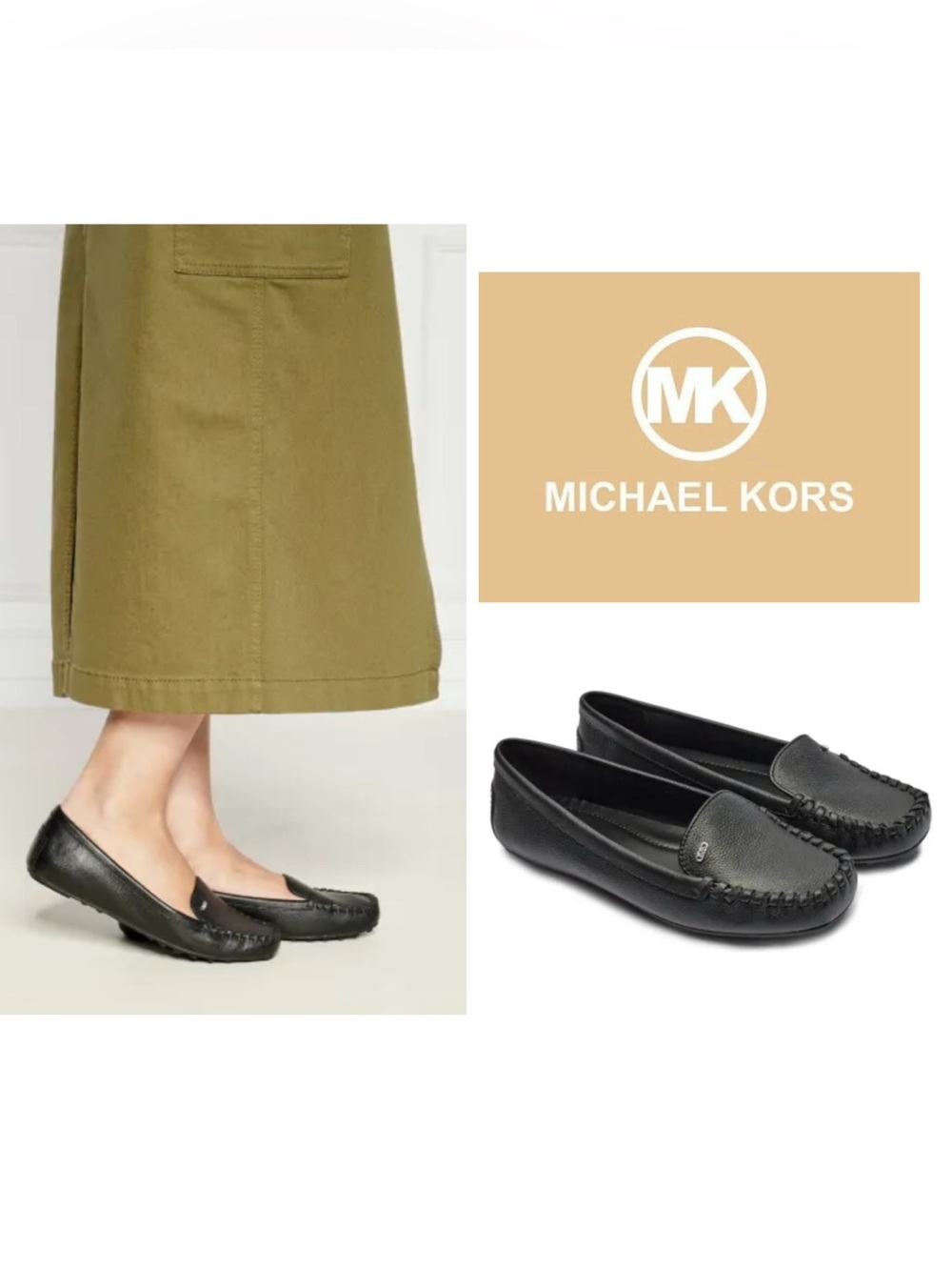 Michael Kors Black Leather Eve Loafers Moccasins
